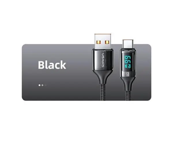 USAMS U78 USB-C LED Fast Charging 6A 1,2m Czarny