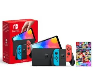 Nintendo Switch OLED Czerwono-niebieski + Mario Kart 8 Deluxe - ⚡ BESTSELLERY ⚡ - Kup na Raty - RRSO 0%