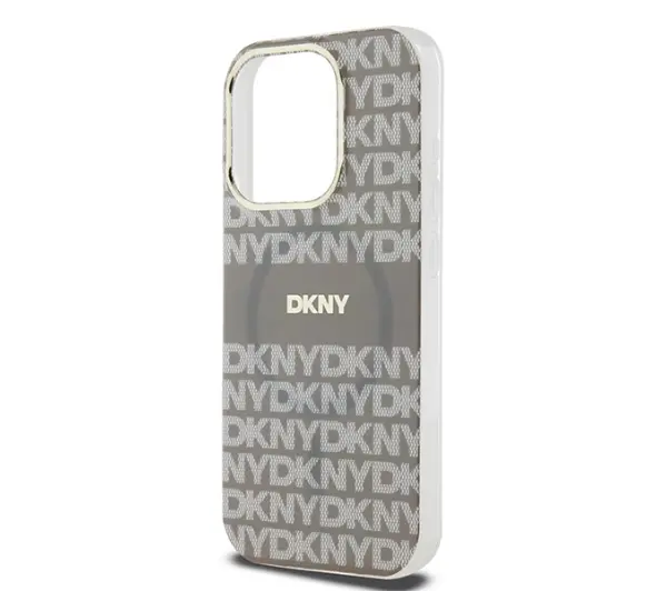 DKNY IML Mono & Stripe MagSafe do iPhone 15 Pro Beżowy