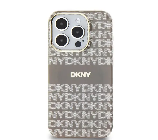 DKNY IML Mono & Stripe MagSafe do iPhone 15 Pro Beżowy