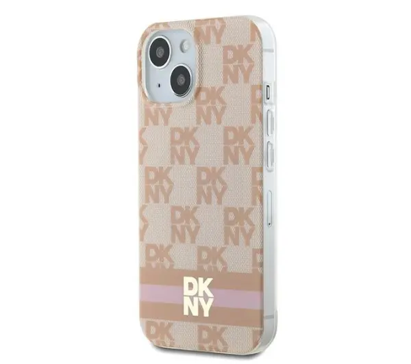 DKNY IML Checkered Mono Pattern & Printed Stripes MagSafe do iPhone 15 Różowy