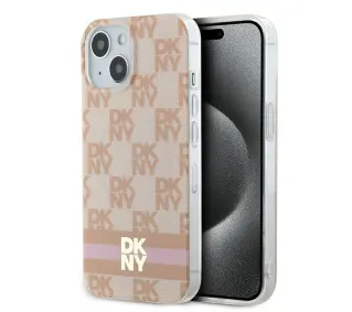 DKNY IML Checkered Mono Pattern & Printed Stripes MagSafe do iPhone 15 Różowy