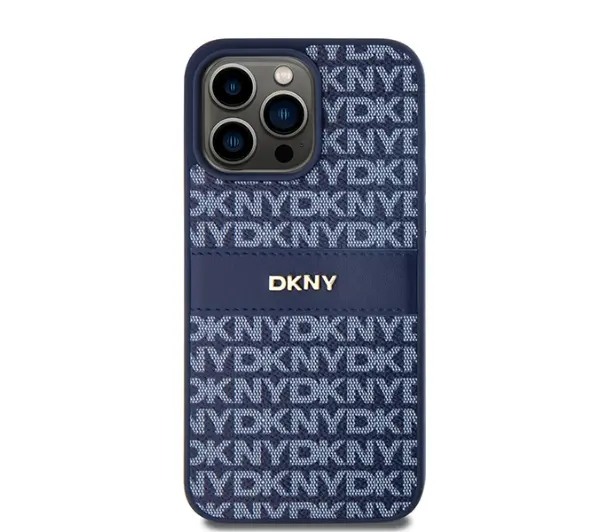 DKNY Hardcase Leather Mono Stripe & Metal Logo do iPhone 15 Pro Max Niebieski