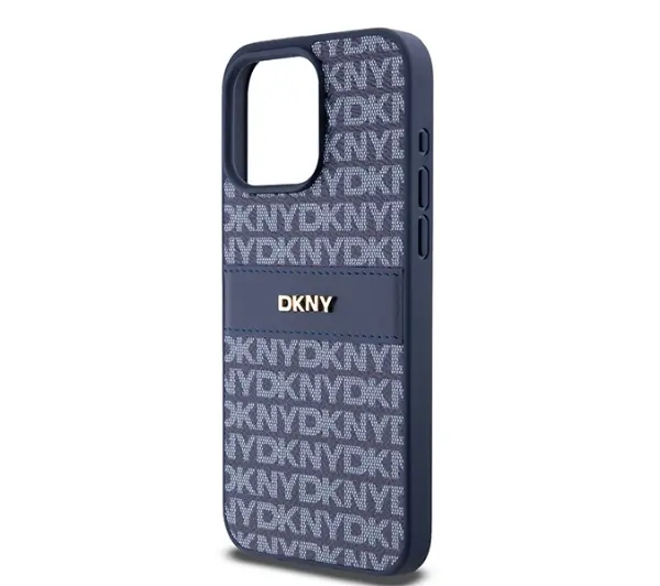 DKNY Hardcase Leather Mono Stripe & Metal Logo do iPhone 15 Pro Max Niebieski
