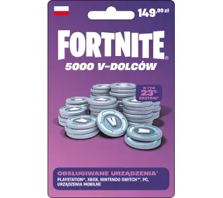 Doładowanie Fortnite 5000 V-dolców [bon agencyjny] Obecnie dostępne tylko w sklepach stacjonarnychDostęp po opłaceniu zakupu