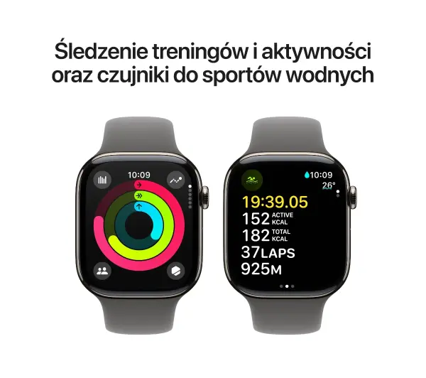 Apple Watch Series 10 GPS AI + Cellular AI 46mm z tytanu w kolorze naturalnym pasek sportowy górska szarość S/M - Kup na Raty - RRSO 0%