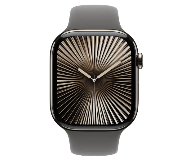 Apple Watch Series 10 GPS AI + Cellular AI 46mm z tytanu w kolorze naturalnym pasek sportowy górska szarość S/M - Kup na Raty - RRSO 0%