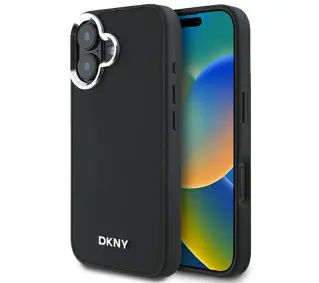 DKNY Plain Silver Logo MagSafe do iPhone 16 Czarny
