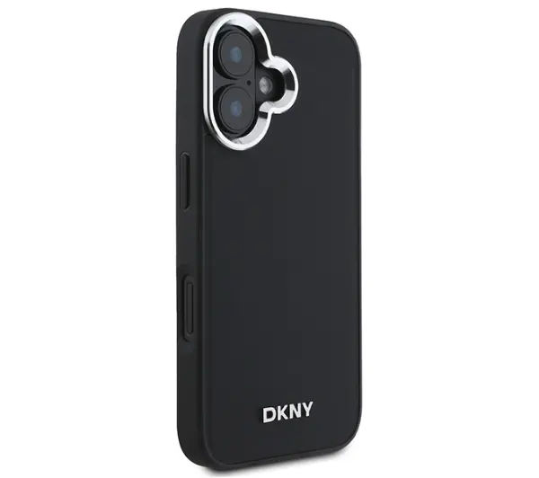 DKNY Plain Silver Logo MagSafe do iPhone 16 Czarny