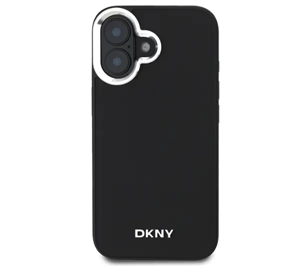 DKNY Plain Silver Logo MagSafe do iPhone 16 Czarny