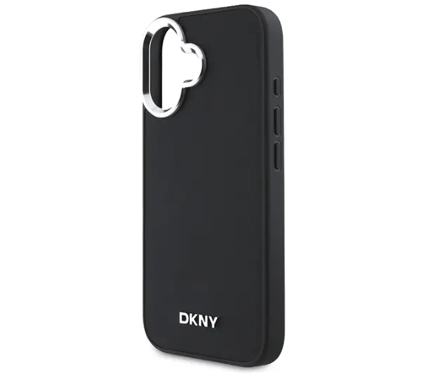 DKNY Plain Silver Logo MagSafe do iPhone 16 Czarny
