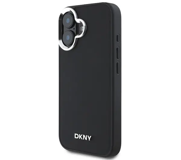 DKNY Plain Silver Logo MagSafe do iPhone 16 Czarny