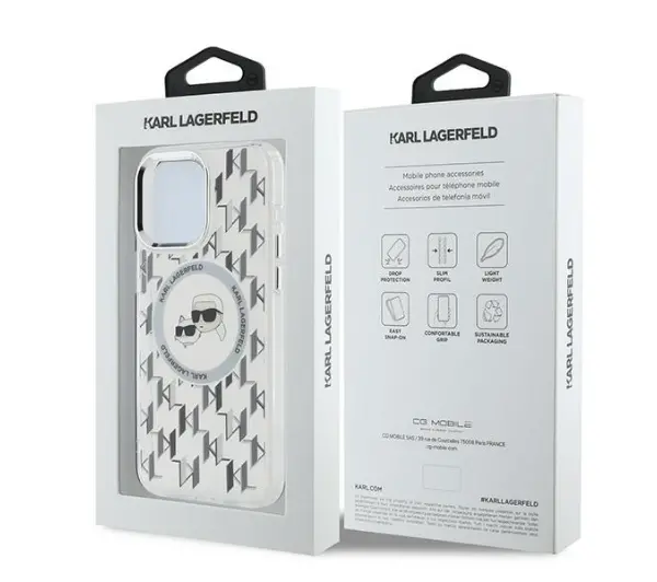 Karl Lagerfeld IML Monogram Karl&Choupette do iPhone 15 Pro Przezroczysty
