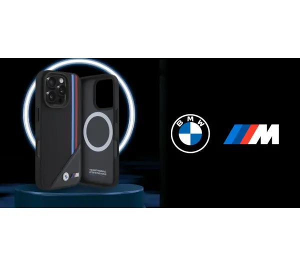 BMW M Meshed Tricolor Stripes MagSafe do iPhone 16 Pro Max Czarny