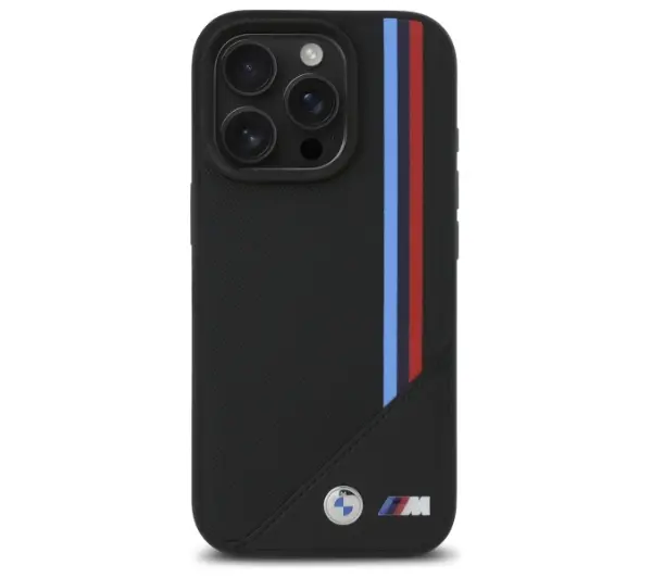 BMW M Meshed Tricolor Stripes MagSafe do iPhone 16 Pro Max Czarny