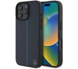 Mercedes-Benz MB Blue Line Leather MagSafe do iPhone 16 Pro Max Granatowy