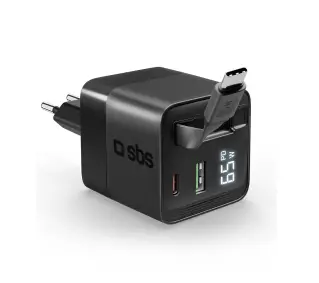 SBS LCD GaN PD65W USB-C USB-A z kablem