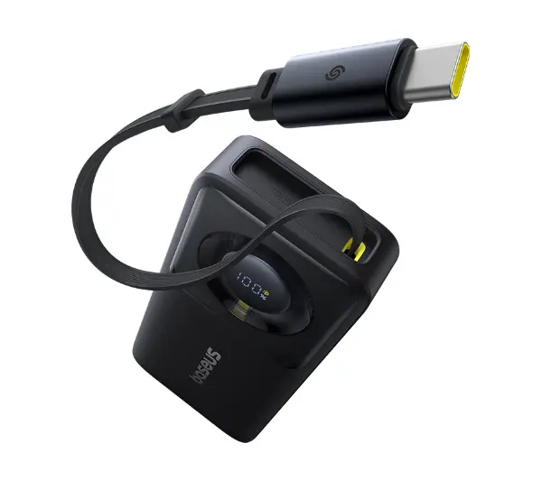 Baseus Free2Pull 10000mAh 30W Wbudowany kabel Czarny