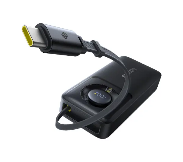 Baseus Free2Pull 10000mAh 30W Wbudowany kabel Czarny