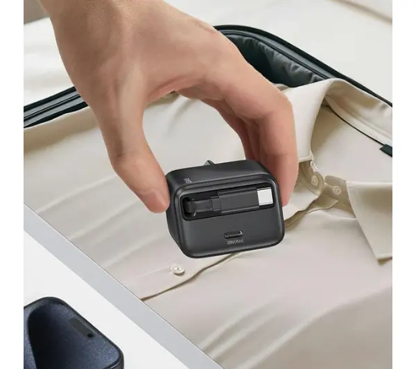USAMS 1xUSB-C Retractable PD+QC 20W Gan Fast Charging Biały