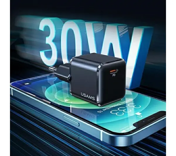 USAMS 1xUSB-C T45 mini 30W PD3.0 Fast Charging Biały