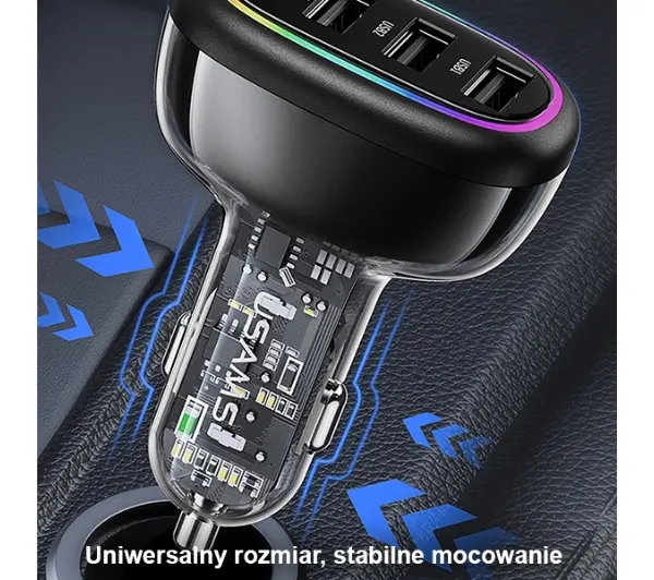 USAMS 1xUSB-C 3xUSB-A C34 48W 3A+C PD Fast Charge Czarny