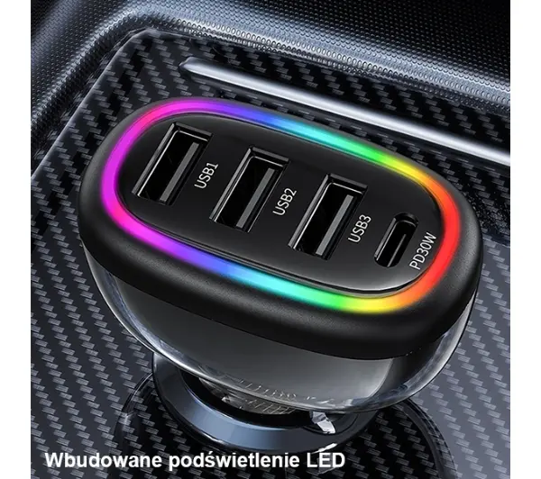 USAMS 1xUSB-C 3xUSB-A C34 48W 3A+C PD Fast Charge Czarny