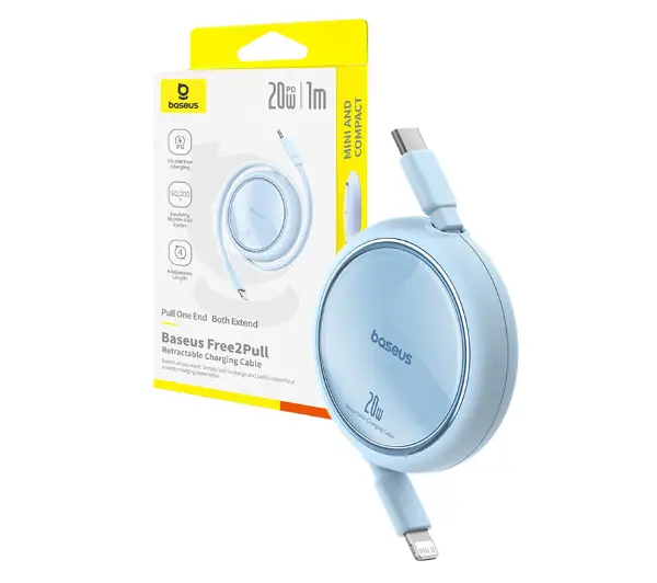 Baseus Free2Pull USB-C 20W 1m Niebieski - ⚡ EURO HIT CENOWY! ⚡
