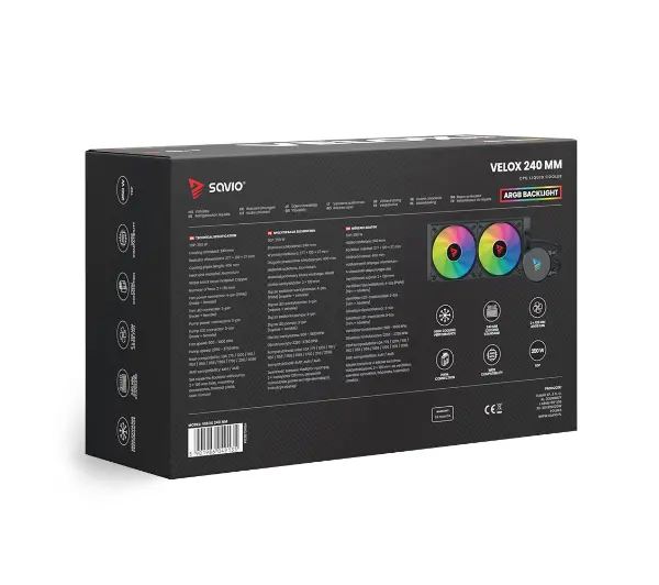 Savio VELOX 240mm ARGB Czarny