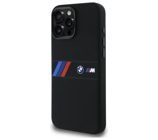 BMW Silicone Middle Stripe MagSafe do iPhone 16 Pro Max Czarny