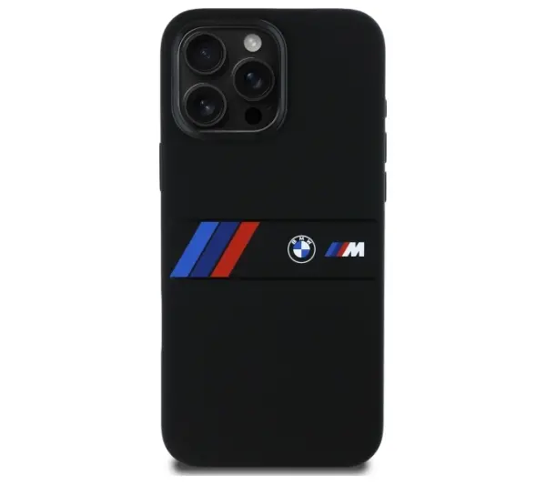 BMW Silicone Middle Stripe MagSafe do iPhone 16 Pro Max Czarny