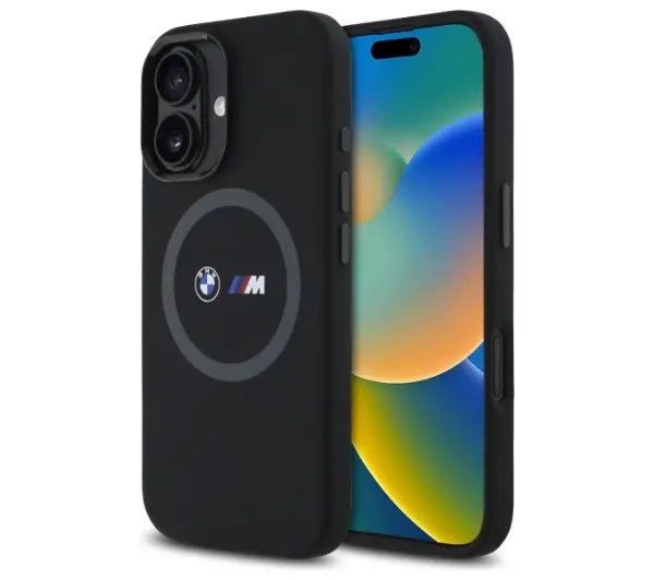 BMW M Silicone Printed Ring MagSafe do  iPhone 16 Czarny