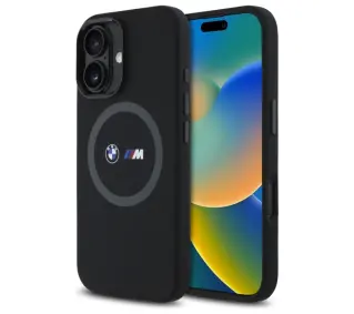 BMW M Silicone Printed Ring MagSafe do  iPhone 16 Czarny