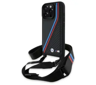 BMW M Edition Carbon Tricolor Lines & Strap do iPhone 16 Pro Czarny