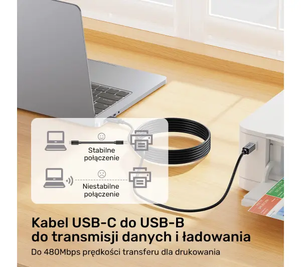 Unitek C14140ABK03-5M USB C - USB B 2.0 5m Czarny