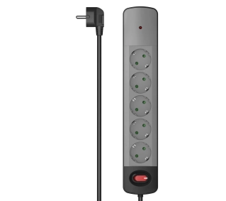 Hama 223056 5 gniazd 1,5m Czarno-szary