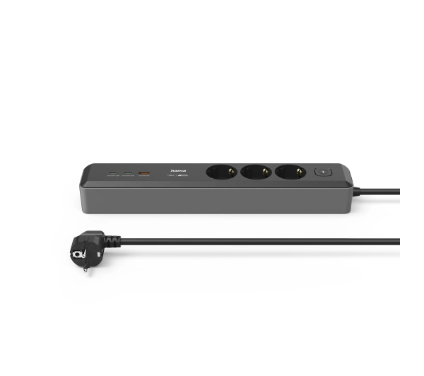 Hama 223192 3 gniazda 1,4m USB PD 100W Czarny