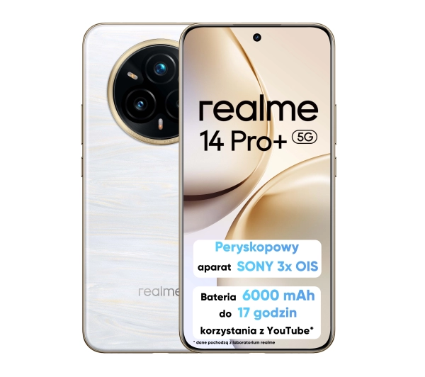 realme 14 Pro+ 5G 12/512GB 6,83" 120Hz 50Mpix Perłowy