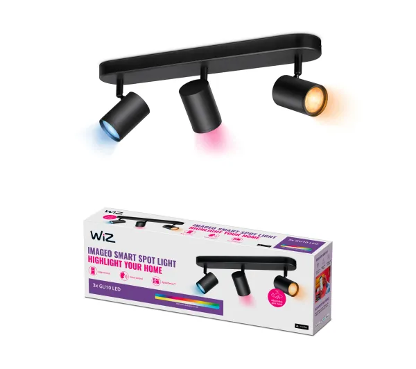 Inteligentne oświetlenie - WiZ Imageo 3x GU10 LED Czarny