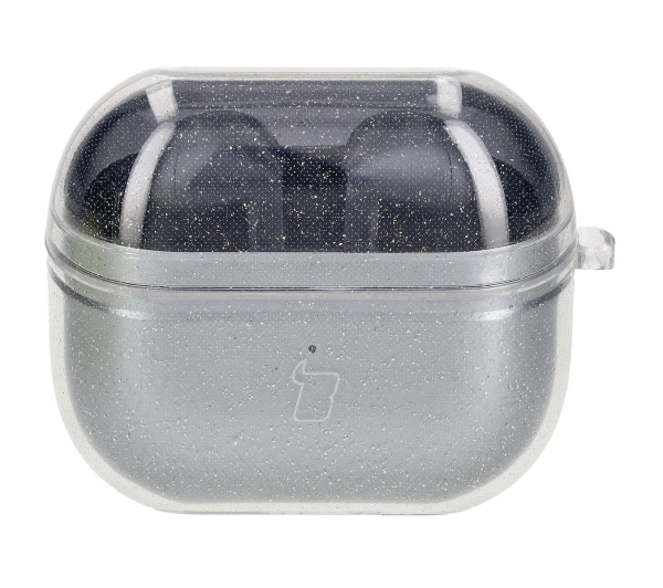 Bizon Elastyczne z karabińczykiem do Samsung Galaxy Buds 3/3 Pro Przezroczysto-brokatowy