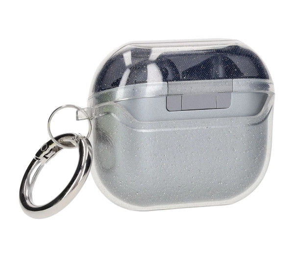 Bizon Elastyczne z karabińczykiem do Samsung Galaxy Buds 3/3 Pro Przezroczysto-brokatowy
