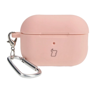 Bizon Silikonowe z karabińczykiem do AirPods Pro 2 Jasnoróżowy