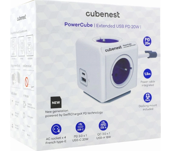 Cubenest PowerCube Extended PC420 USB PD 20W 1,5m Niebieski