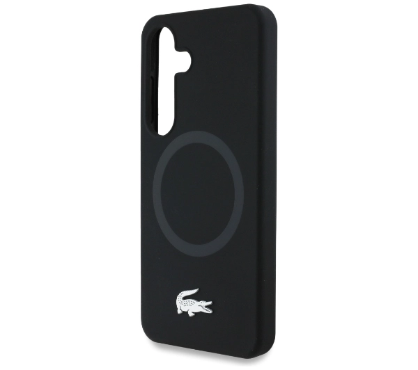 Lacoste Silicone Microfiber W/ Silver Croc Logo MagSafe do Galaxy S25 Czarny