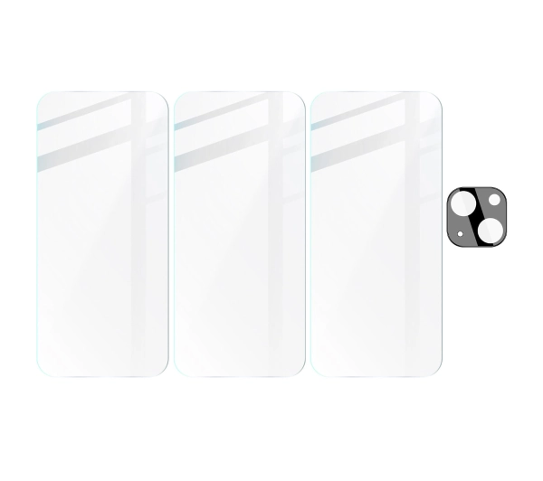 Bizon 3x szkło + szybka na aparat Clear 2 Pack do iPhone 15