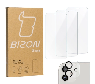 Bizon 3x szkło + szybka na aparat Clear 2 Pack do iPhone 12
