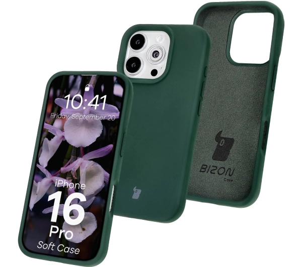 Bizon Silikonowe Soft do iPhone 16 Pro Ciemnozielony