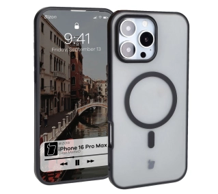 Bizon MatteO z MagSafe do iPhone 16 Pro Max Półprzezroczyste z czarną ramką