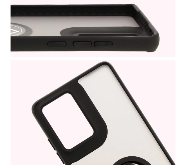 Bizon z uchwytem na palec Hybrid Ring do Motorola Moto G85 5G Przydymione z czarną ramką