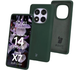 Bizon Silikonowe Soft do Xiaomi Redmi Note 14 Pro 5G/Poco X7 Ciemnozielony
